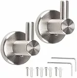 GGISUI 2 Pezzi Ganci da Muro, Appendi Accappatoio Bagno Portasciugamani in Acciaio Inox Ganci appendiabiti con Dado a Vite, per Ante Armadio Parete Cucina e Bagno