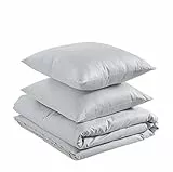 Amazon Basics - Parure copripiumino in 100% cotone - 200 x 200 cm / 80 x 80 cm, Grigio chiaro