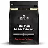 Protein Works - Matrix Massa Totale Extreme | Frullato di Proteine in Polvere Ipercalorico & Iperproteico | Per Aumentare di Peso | 5 Agitare | Panna & Fragole | 1.325kg