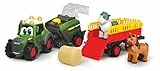 Dickie Toys ABC Fendt Diorama - Set da Gioco Composto da Trattore, spremiagrumi con Palline, rimorchio, Mucca e Cavallo, con Luce & Suono, per Bambini dai 12 Mesi in su, Multicolore