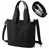 Aucuu Borsa a Tracolla in Tela da Donna, Borsa Mano in Tela, Borse a Spalla in Tela, Grande Capacità Borse Tote con Cerniera, Borsa a Spalla Tracolla Borsa Shopping, Tote Bag per Lavoro Scuola Viaggio