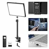 NEEWER GL25B Key Light LED Luce per Streaming, con Controllo 2,4G PC/Mac &APP, 25W 1400Lumen 2900K-7000K Ultra Silenzioso Video Luce per Webcam con Supporto Tavolo,Telecomando e Trasmettitore USB