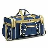 BAGZY 70L Borsone da Viaggio Grande Borsone Palestra Bagaglio a Mano 400D Oxford Impermeabile Valigia Pieghevole Borsone Weekend per All'aperto/Campeggio/Fitness/Trasloco (Giallo Blu)