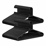 SONGMICS Grucce in Plastica 50 Pezzi, Grucce Appendiabiti Salvaspazio, Grucce Leggere, per Pantaloni Cappotti Vestiti, Nero CRP009B50