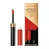 Max Factor Lipfinity Lip Colour Rossetto a Lunga Durata 2 in 1 con Finish Lucido, Rossetto Liquido e Balsamo Idratante per Labbra Morbide e Lucenti - 130 Luscious, 2,3 ml + 1,9 g