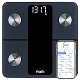 Vitafit Bilancia Pesapersone Professionale, Impedenziometrica Bluetooth con App, Bilancia Pesa Persona Digitale con Misura Peso Corporeo, BMI, Massa Grassa, Muscolaree Ossea, Nero