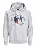 JACK & JONES Jcoisiah-Felpa con Cappuccio, Chiaro Grigio Melange, L Uomo