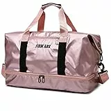 LEcylankEr Borsone Palestra Grande con Scomparto per Scarpe, Borsone da Viaggio Impermeabile per Uomo e Donna, Borsa Palestra Elegante con Scomparto Umido (Rosa)