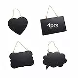 4 Pcs Lavagna da Appendere Legno Lavagnette Messaggi Lavagnette Promemoria Decorazione Memo, per Bambini, Messaggi, Menù Cucina, Casa, Ristorante, Nozze, Caffè, Bar, Festa, Espositori Informazioni