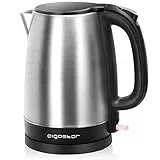 Aigostar Milo - Bollitore Acqua Elettrico 2200W, Capacità 1,7L, Bollitori In Acciaio Inox spazzolato, Senza BPA con Spegnimento Automatico e Protezione da Bollitura a Secco, Filtro Anticalcare, Nero