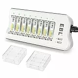 EBL Caricabatterie 8 slot per AA & AAA NI-MH Pile Ricaricabili con due USB output, 808U Caricatore + AAA Batterie Ricaricabili da 8 pezzi