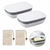 Queta Portasapone Scatola di Sapone da Viaggio con Tenuta Stagna, Scatola Portasapone in Plastica Portatile per Sapone Spugne Bagno Doccia Cucina (Blu)