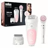 Braun Silk-épil 5 Depilatore Donna, Epilatore Elettrico Donna Per Le Prime Epilazioni Impermeabile Al 100%, Spazzola Pulizia Viso, 3 Accessori Inclusi, 5-895 Bianco E Rosa