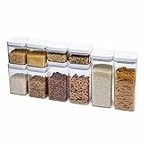 Amazon Basics contenitori per alimenti ermetici quadrati, in plastica senza BPA, 10 unità, confezione da 1, Trasparente
