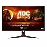 AOC Gaming C27G2ZE - Monitor curvo FHD da 27 pollici, 240 Hz, 0,5 ms, FreeSync Premium (1920 x 1080, HDMI, DisplayPort), nero/rosso