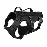ICEFANG GN6 Patrol - Pettorina tattica per cani a 5 punti regolabile per camminare, con ganci e passanti (XL (collo 50,8-73,7 cm, petto 78,7-101,6 cm), colore: Nero