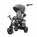 kk Kinderkraft Triciclo EASYTWIST, Passeggino con Maniglione, Sedia Girevole 360 Gradi, per Bambini da 9 Mesi fino a 5 Anni, Grigio