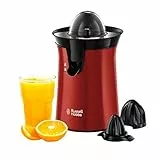 Russell Hobbs Spremiagrumi Elettrico, Bicchiere Grande e Piccolo, Rotazione bidirezionale (destra/sinistra), Antigoccia, lavastoviglie ok, 60 W, senza BPA, Rosso, 26010-56