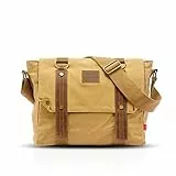 FANDARE Vintage Messenger Bag Laptop Briefcase Borsa a Tracolla Borsa Crossbody Scuola Borsa Zainetto Schoolbag Tela Cachi