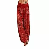 nobrand Pantaloni da Donna con Stampa Harem Pantaloni Larghi da Jogging Allentati Pantaloni Larghi per Yoga Hippie Pantaloni Caviglia Stringere (Red, XL)