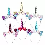 Ambolio Cerchietti Unicorno,Cerchietto con Corno di Unicorno,Cerchietti Unicorno per Festa,Cerchietto Unicorno Bambina con Capelli,Corno di Unicorno,(6 Pezzi, Colorati)