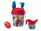 Mondo Toys Marvel Spiderman Glitter Bucket Set, Set Mare Renew Toys con Secchiello, Paletta, Rastrello, Setaccio, Formina, Annaffiatoio Inclusi, 28598