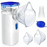 Ottimizzato Aerosol Ultrasuoni Silenzioso Portatile per Bambini e Adulti, MROOYI Nebulizzatore Aerosol Portatile, Senza Fili Mesh Inalatore Nebulizer Areosol per Casa e Viaggio (Blu Scuro)