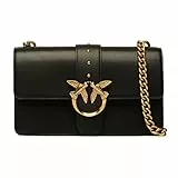 Pinko Love One Classic C Vitello Seta, Borsa Donna, Z99Q Nero-Antique Gold, U