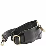 LECONI LEC-R2 - Tracolla in pelle e nylon, per borse, lunghezza regolabile, 4 x 150 cm, Nero (Nero - Waxy), Small
