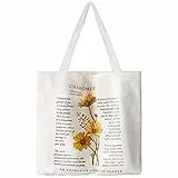 Aucuu Borsa Shopper Donna, Tote Bag Tela Canvas, Borsa Canvas Shopper Modello di Camomilla, Borsa Tela Donna, Sacchetto di Mano Cotone Stampato per le Donne/Brse Della Spesa/Cartella