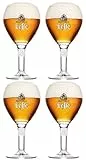 Bicchieri Leffe - Set di 4 bicchieri - 33cl per bicchiere - Calice ufficiale Leffe 'Large Stem' - Perfetto da bere Leffe Blonde, Brown, Ruby, Double, Triple + 4 Leffe Beer Mat
