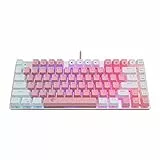 HUO JI Tastiera Meccanica USB Cablata-81 Tasti Design Compatto Interruttore Meccanico Blu Retroilluminato RGB Cavo Dati Di Trasmissione Ad Alta Velocità, Utilizzato Per Ufficio e Giochi