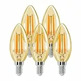 Aigostar Lampadina Stile Decorazioni Vintage Edison, Lampadina LED E14 4W (Equivalente A 35W), Bianco Caldo 2200K, 400 Lumens, CRI＞80, Pacco da 5
