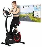 CARE FITNESS 55385, Cyclette 24 livelli di difficoltà - 24 programmi - Contatore LCD retroilluminato - Cardiofrequenzimetro - Compatibile con l’App Kinomap - Porta USB Nero