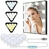 Anmossi Luci da Specchio da Tavolo per Trucco, LED Stile Hollywood con 10 Lampadine Dimmerabili,5 Livelli di Luminosità e 3 Modalità Colore, con Porta USB,3200K-6500K