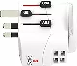 SKROSS | 1.302471 | PRO Light USB(4xA) - World | Adattatore Universale da Viaggio a 2 e 3 Poli con Porte USB 4 x con 4.8 A. Tensione e Potenza: 100V–700W/250V–1750W. Protezione Anti Scossa