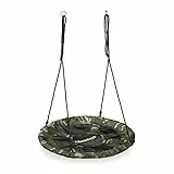 Relaxdays Altalena Grande, da Giardino, Amaca a Nido, Bambini & Adulti, Regolabile, Ø 90 cm, Max. 100 kg,Verde Militare