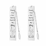 Kit regalo Ringraziamento: 2 segnalibri in metallo satinato + borsa nera con coulisse. Adatti per addio e Ringraziamento, perfetti come dono per colleghi, amici, insegnanti e famiglia.