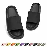 Geweo Ciabatte Donna Uomo da Casa Super Morbido Ciabatte Nuvola Comodo Pantofole Estive Antiscivolo Ciabatte da Bagno Infradito Leggero Sandalia Mare Piscina Nuvola Slipper Unisex Nero 46-47EU