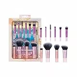 Real Technique - Mini kit di pennelli da viaggio, con mini pennelli da trucco, perfetti per viaggi o in viaggio, set da 10 pezzi, colore: viola
