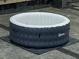 Outsunny Piscina Idromassaggio Gonfiabile con 108 Getti, Spa Riscaldante Fino 42â„ƒ con Filtro 195x195cm, per 4-6 Persone, Blu Scuro