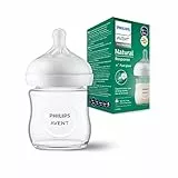 Philips Avent Biberon in vetro Natural Response - Biberon da 120 ml, senza BPA per neonati da 0 mesi in su (Modello SCY930/01)