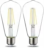 Amazon Basics - Lampadina a LED vintage, ST64, attacco Edison E27, 7 W (equivalente a 60 W), con filamento chiaro, confezione da 2, non dimmerabili