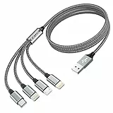 SIZUKA Multi Cavo di Ricarica, Cavo USB [1.2M] 4 in 1 Multiplo Cavetto Micro USB Tipo C Lightning Nylon Intrecciato Cavo di Ricarica USB per iPhone,Samsung Galaxy,Huawei,Google Pixel,Honor,Xiaomi