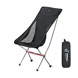 Naturehike Sedia da Campeggio Portatile Sedia Pieghevole Ultraleggera, Smontaggio e Montaggio Rapidi, per Pesca, Picnic, Esterno, Escursionismo (Nero large)
