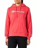 Champion Legacy American Classics Powerblend Terry Logo Felpa con Cappuccio, Rosso, L Donna