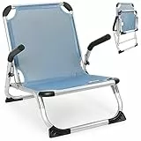 Homecall Sedia pieghevole da spiaggia in alluminio colore blu