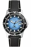 Fossil Orologio Blue da uomo, movimento a tre lancette, cassa in acciaio inossidabile nero da 42 mm e cinturino in pelle ProPlanet, FS5960