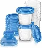 Philips Avent SCF618/10 Set Vasetti per Conservare il Latte Materno e le Pappe, 10 pezzi, 180ml + 2 Adattatori