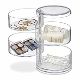 Relaxdays Portatrucchi con 4 Scomparti Rotanti, Make Up Organizer per Rossetti e altro, Box per Cosmetici, Acrilico, Trasparente, 17,5 x 11,5 x 11,5 cm